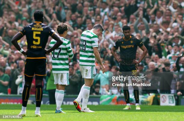 Tomas Rogic of Celtic leaves the pitch as he is substituted during the Cinch Scottish Premiership match between Celtic and Motherwell at Celtic Park...
