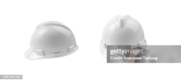white safety helmet on white background - hard hat white background ストックフォトと画像