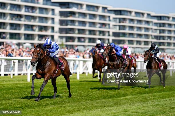 Jim Crowley riding Baaeed win The Al Shaqab Lockinge Stakes at Newbury Racecourse on May 14, 2022 in Newbury, England.