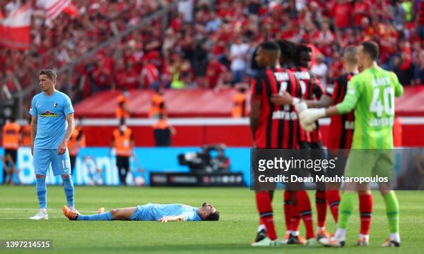 Vincenzo Grifo of SC Freiburg looks dejected following defeat in the Bundesliga match between Bayer 04 Leverkusen and Sport-Club Freiburg at BayArena...