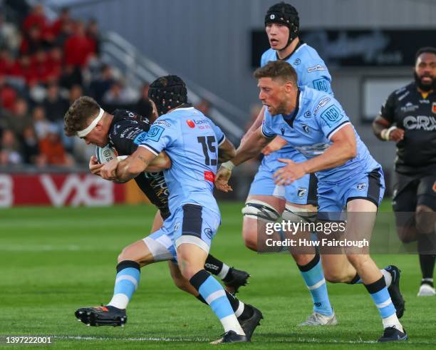 Will Reed of The Dragons in action during the United Rugby Championship match between the Dragons and Cardiff Rugby at Rodney Parade on May 13, 2022...