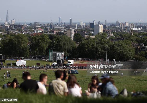 General view from Hampstead Heath during the Night Of The 10,000m PBs at Parliament Hill Athletics Track on May 14, 2022 in London, England.