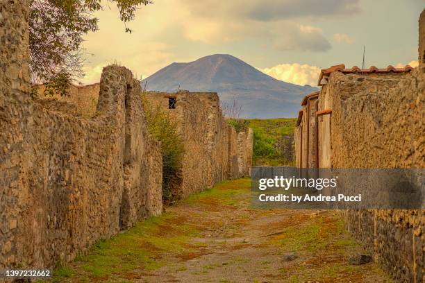 street in pompeii, pompeii, naples, campania, italy - mt vesuvius stock pictures, royalty-free photos & images