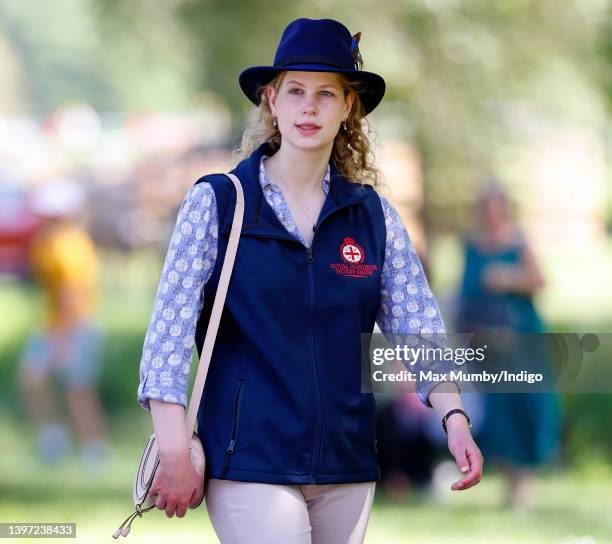 Lady Louise Windsor watches the Land Rover International Carriage Driving Grand Prix as she attends day 3 of the Royal Windsor Horse Show at Home...