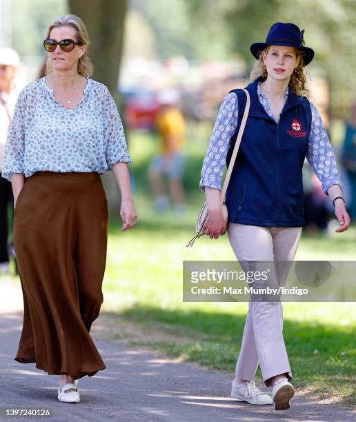 Sophie, Countess of Wessex and Lady Louise Windsor watch the Land Rover International Carriage Driving Grand Prix as they attend day 3 of the Royal...