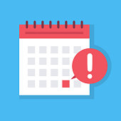 Calendar deadline icon. Flat style. Business deadline concept. Vector illustration.
