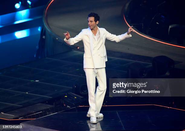 Mika is seen on stage during the Grand Final show of the 66th Eurovision Song Contest at Pala Alpitour on May 14, 2022 in Turin, Italy.