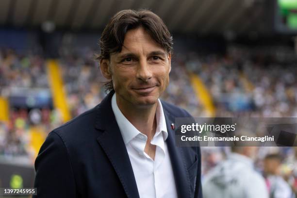 Gabriele Cioffi, Manager of Udinese Calcio looks on during the Serie A match between Udinese Calcio and Spezia Calcio at Dacia Arena on May 14, 2022...