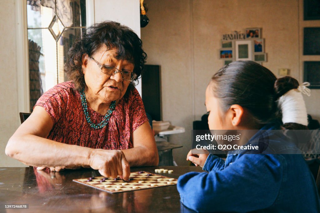 Grandmother and Grandson Playing a Game