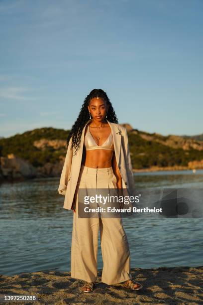 Lena Mango attends the Etam Cruise 2022 Collection at Domaine de Murtoli on May 12, 2022 in Corsica,France.