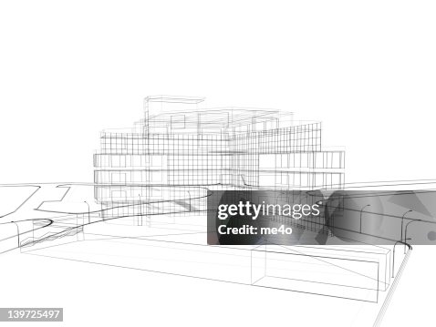 3d render in wire frame layout, perspective View 3d render in wire frame layout, perspective View