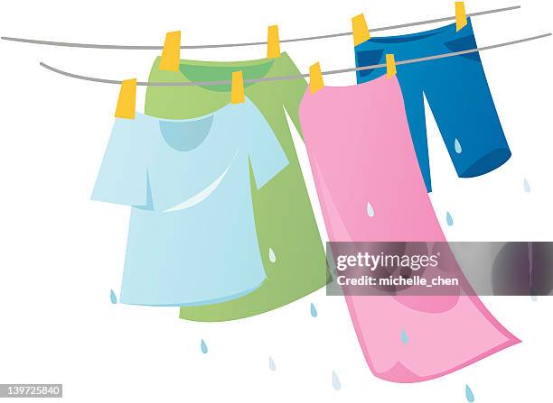 hanging wäscherei - wet stock-grafiken, -clipart, -cartoons und -symbole