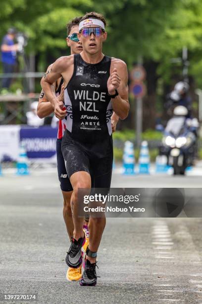 Alex Yee of Great Britain, Hayden Wilde during the ITU World Triathlon Championship Series Yokohama Elite Men on May 14, 2022 in Yokohama, Kanagawa,...