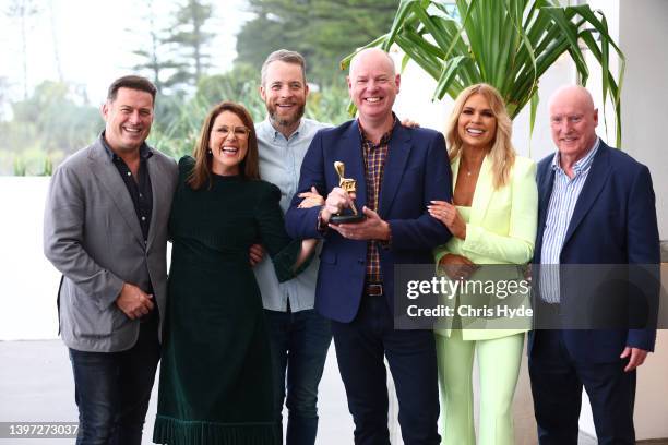 Gold Logie nominees Karl Stefanovic, Julia Morris, Hamish Blake, Tom Gleeson, Sonia Kruger and Ray Meagher pose during the 2022 TV WEEK Logie Awards...