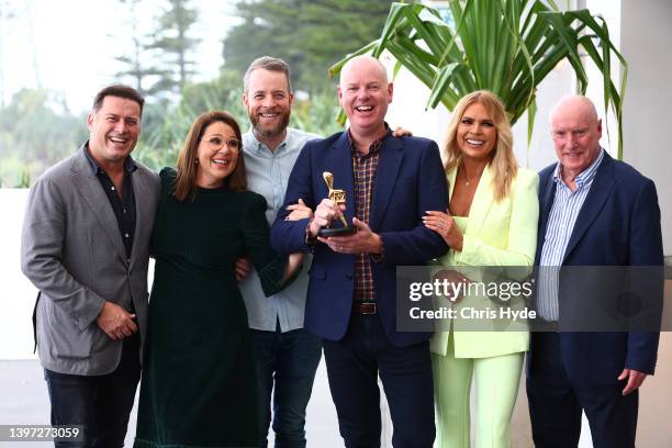 Gold Logie nominees Karl Stefanovic, Julia Morris, Hamish Blake, Tom Gleeson, Sonia Kruger and Ray Meagher pose during the 2022 TV WEEK Logie Awards...