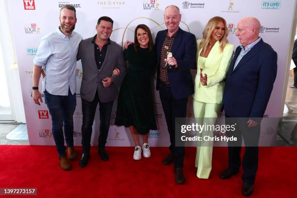 Gold Logie nominees Karl Stefanovic, Julia Morris, Hamish Blake, Tom Gleeson, Sonia Kruger and Ray Meagher pose during the 2022 TV WEEK Logie Awards...