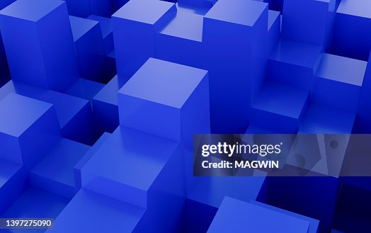 Blue 3D abstract stacking cube blocks,geometric shapes Blue 3D abstract stacking cube blocks,geometric shapes