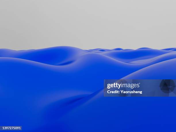 3d rendering blue ocean wave - air flow stock-fotos und bilder