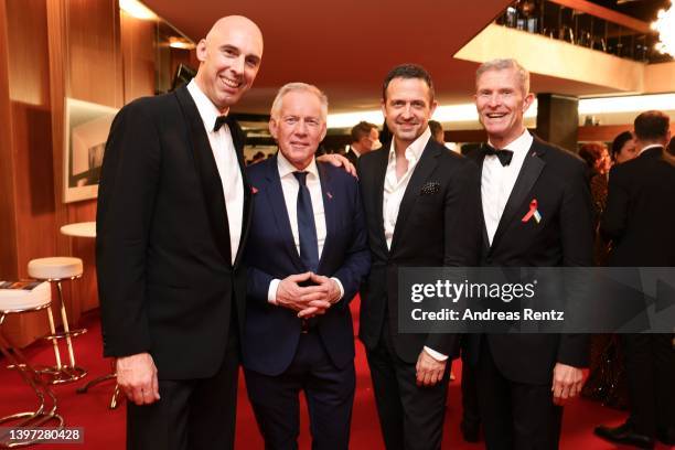 Arndt Hartwig, Johannes B. Kerner, Till Brönner and Helmut Andreas Hartwig attend the 10th Opera Gala Bonn for the benefit of the German AIDS...