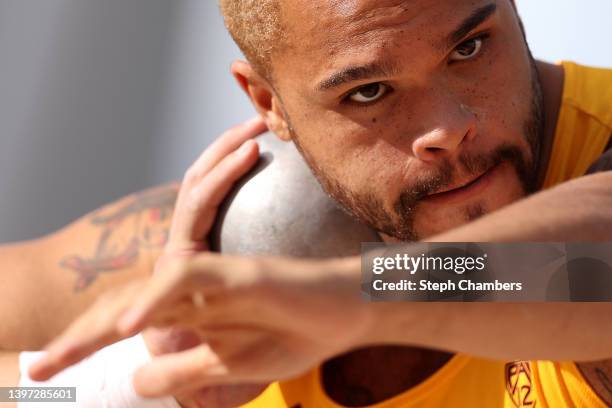 Turner Washington of Arizona State competes in the men's shot put final during the Pac-12 Track & Field Championship at Hayward Field on May 14, 2022...