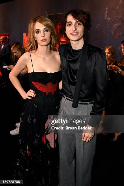 Maya Hawke and Finn Wolfhard attend Netflix's "Stranger Things" Season 4 New York Premiere at Netflix Brooklyn on May 14, 2022 in Brooklyn, New York.