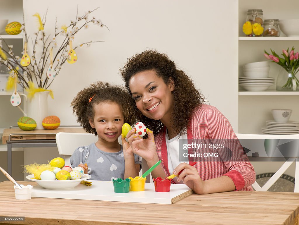 Black mother and cild painting Easter egg