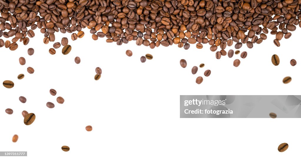 Roasted Coffee Beans Isolated on White Background