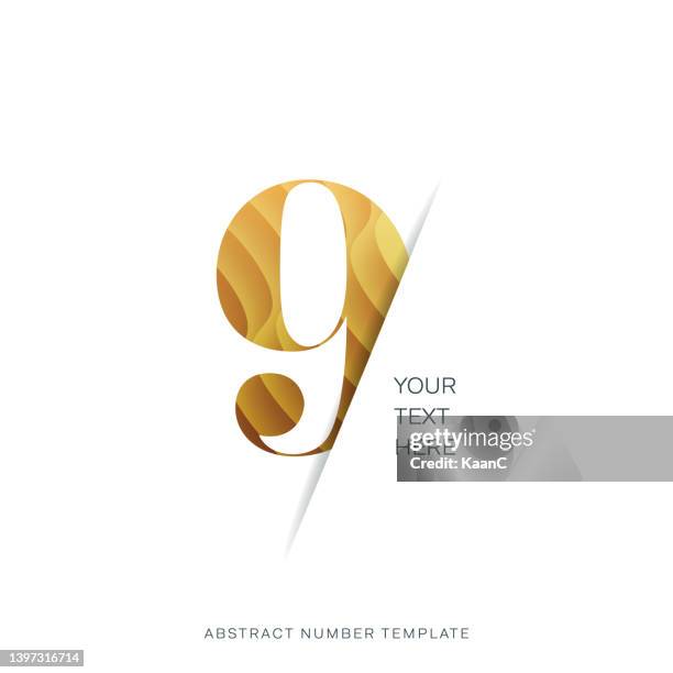 abstract number template. anniversary number template isolated, anniversary icon label, anniversary symbol stock illustration - ninth stock illustrations