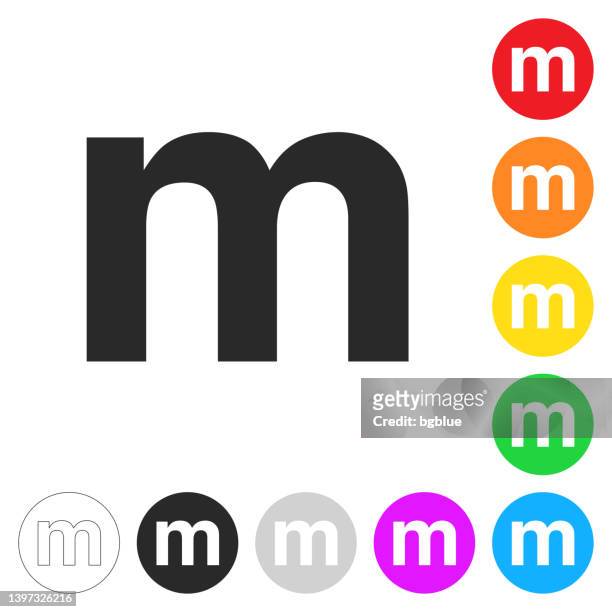 letter m. icon on colorful buttons - letter m stock illustrations