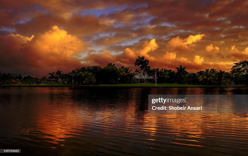 Warm sunset colors in fort Lauderdale