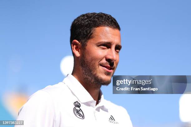 Eden Hazard of Real Madrid arrives prior to kick off of the LaLiga Santander match between Cadiz CF and Real Madrid CF at Estadio Nuevo Mirandilla on...