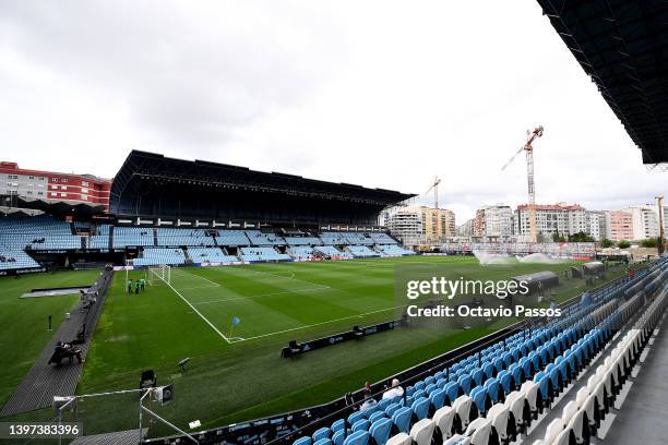 General view inside the stadium prior to the LaLiga Santander match between RC Celta de Vigo and Elche CF at Abanca-Balaídos on May 15, 2022 in Vigo,...