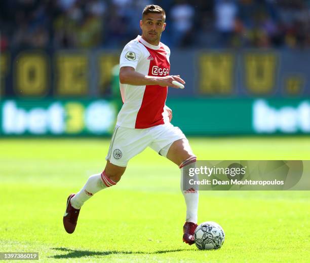 Dusan Tadic of AFC Ajax in action during the Dutch Eredivisie match between Vitesse and Ajax Amsterdam held at Gelredome on May 15, 2022 in Arnhem,...