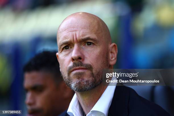 Ajax Head Coach / Manager, Erik ten Hag looks on prior to the Dutch Eredivisie match between Vitesse and Ajax Amsterdam held at Gelredome on May 15,...