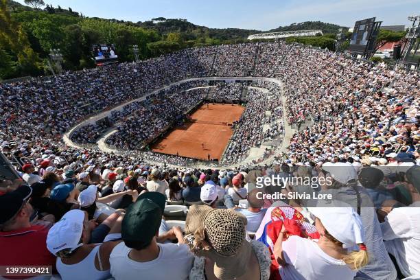 General view inside Centre Court during the Men's Single's Final on Day 8 of the Internazionali BNL D'Italia at Foro Italico on May 15, 2022 in Rome,...