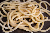 fresh bucatini, perciatelli, is a thick spaghetti-like pasta with a hole running through the center.