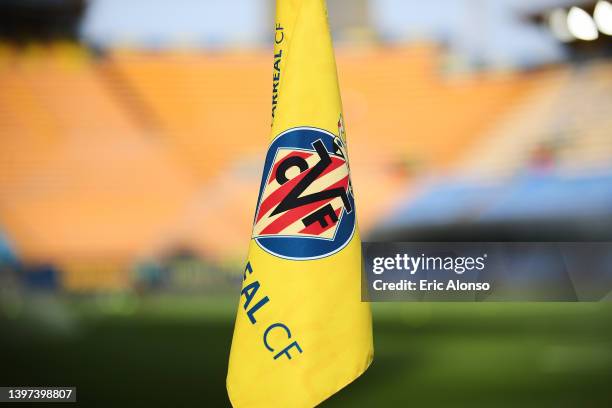 Details of the corner are seen prior to the LaLiga Santander match between Villarreal CF and Real Sociedad at Estadio de la Ceramica on May 15, 2022...