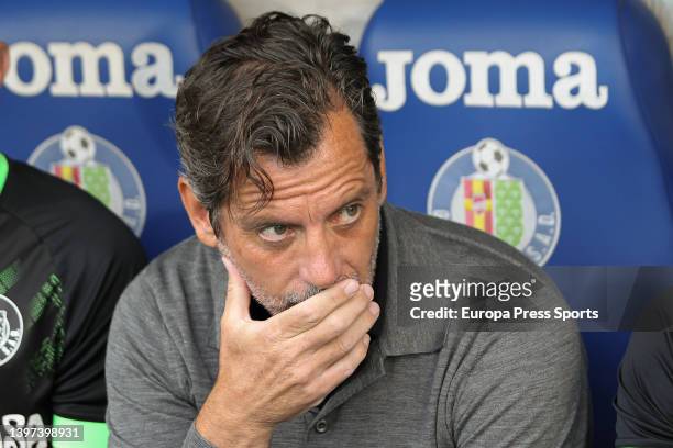 Quique Sanchez Flores of Getafe looks on during La Liga football match played between Getafe CF and FC Barcelona on May 15 in Getafe, Madrid, Spain.
