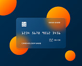Glassmorphism Banking Card Vector Mockup. Digital Payment Credit Card. Vector illustration EPS 10