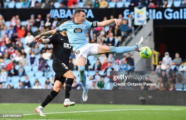 Iago Aspas of RC Celta de Vigo looks to control the ball during the LaLiga Santander match between RC Celta de Vigo and Elche CF at Abanca-Balaídos...