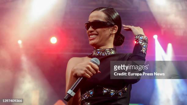 Singer Chanel performs during the free LOS40 Classic concert in Madrid's Plaza Mayor on May 15 in Madrid, Spain.