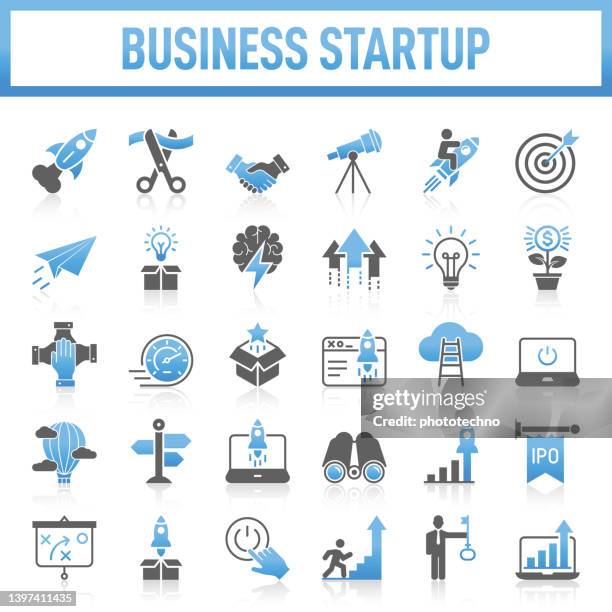 stockillustraties, clipart, cartoons en iconen met modern universal business startup icons collection - rocket internet