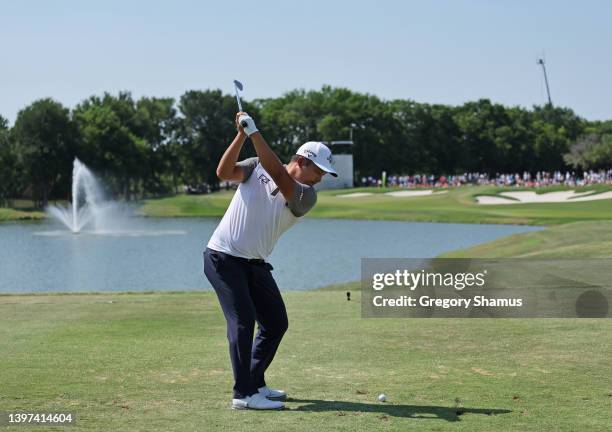 Lee of South Korea plays his shot from the 15th tee during the final round of the AT&T Byron Nelson at TPC Craig Ranch on May 15, 2022 in McKinney,...