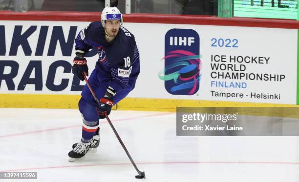 Yohann Auvitu of Team France in action during the 2022 IIHF Ice Hockey World Championship Group A match between France and Kazakhstan at the Helsinki...