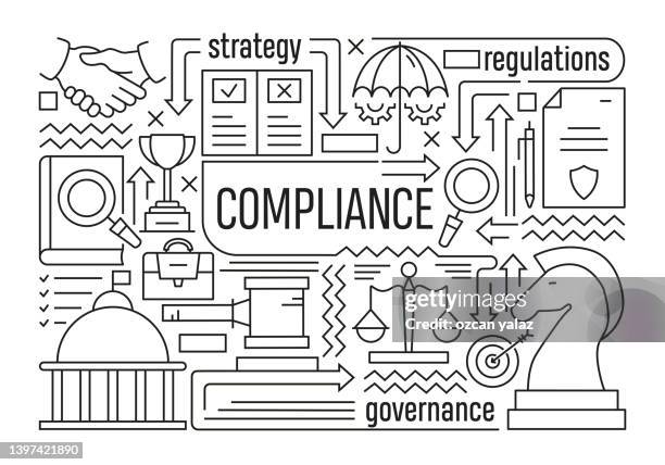 stockillustraties, clipart, cartoons en iconen met compliance line icon set and banner design. - federal budget