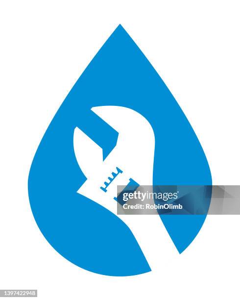 wrench water drop - adjustable stock illustrations