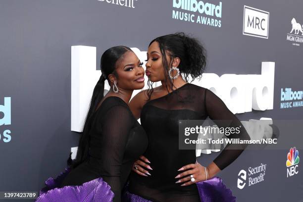 May 15: 2022 BILLBOARD MUSIC AWARDS -- Pictured: JT and Yung Miami of City Girls arrives to the 2022 Billboard Music Awards held at the MGM Grand...