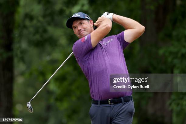 Padraig Harrington of Ireland plays his shot from the 16th tee during the final round of the Regions Tradition at Greystone Golf and Country Club on...