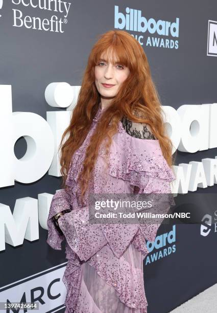 May 15: 2022 BILLBOARD MUSIC AWARDS -- Pictured: Florence Welch of Florence + The Machine arrives to the 2022 Billboard Music Awards held at the MGM...