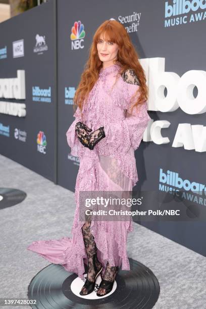 May 15: 2022 BILLBOARD MUSIC AWARDS -- Pictured: Florence Welch of Florence + The Machine arrives to the 2022 Billboard Music Awards held at the MGM...